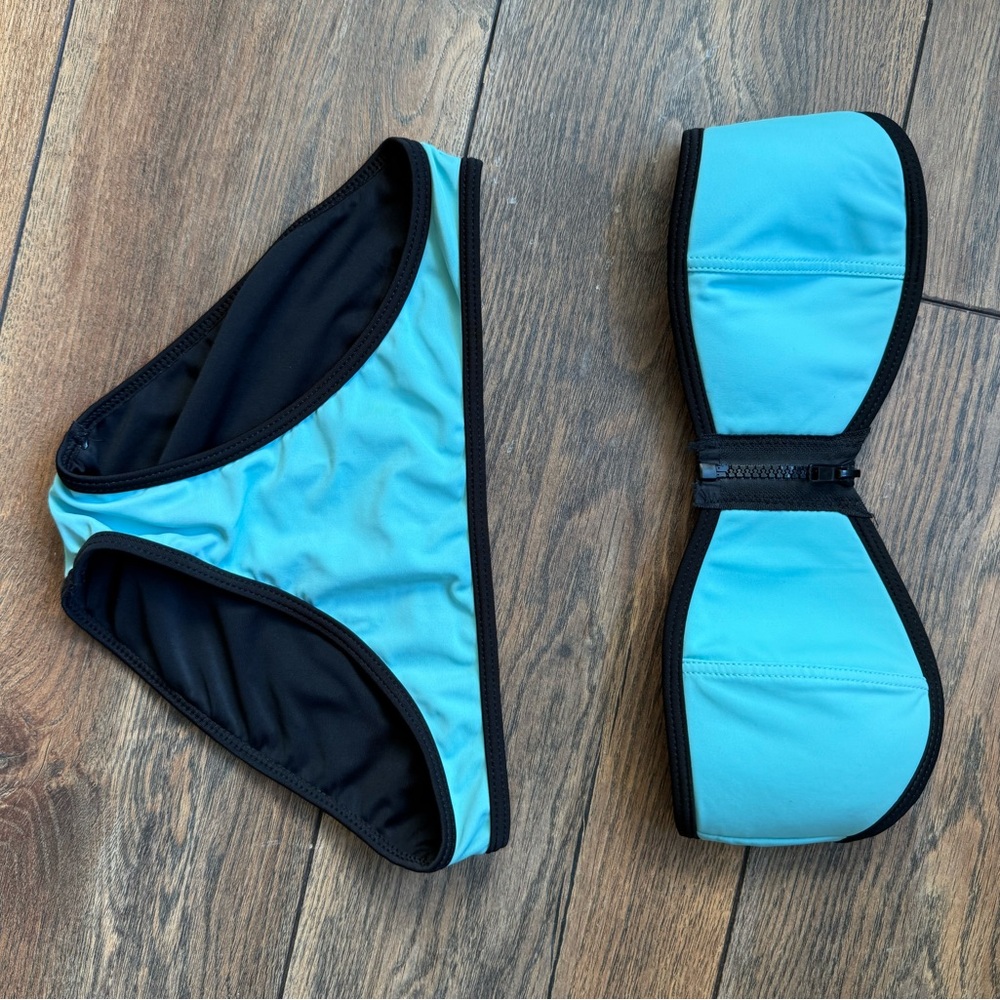 Blue and Black Triangle Bikini Set